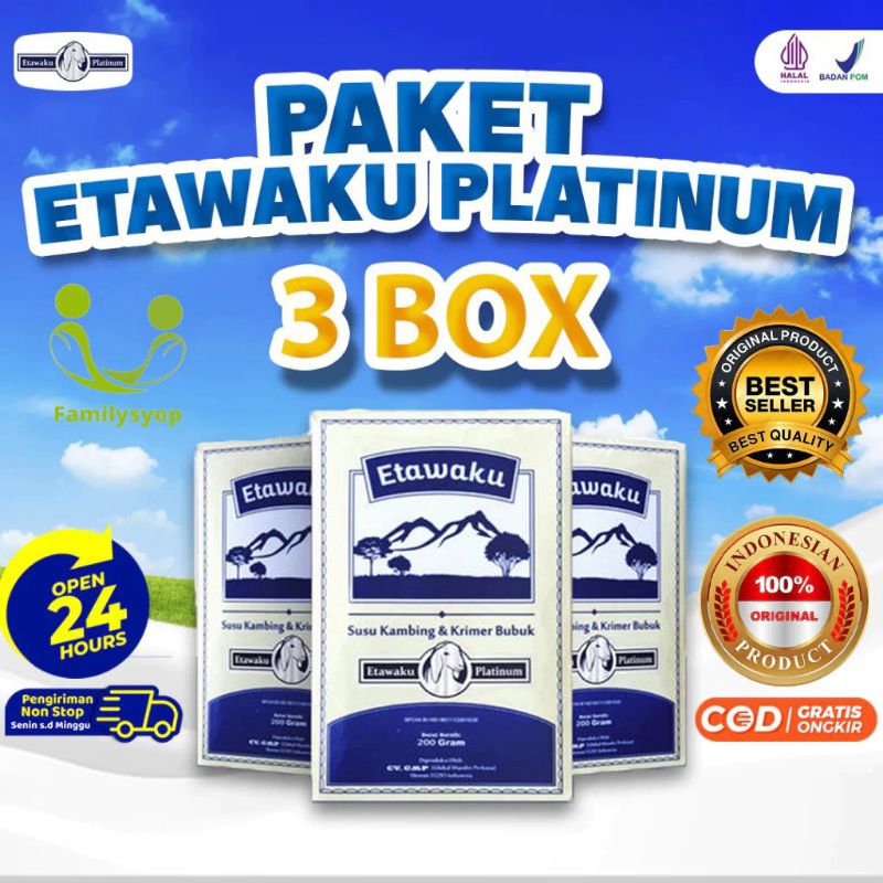 

Paket 3 Box Etawaku Platinum Original Rendah Gula Bebas Pengawet Efektif Jaga Kesehatan Jantung