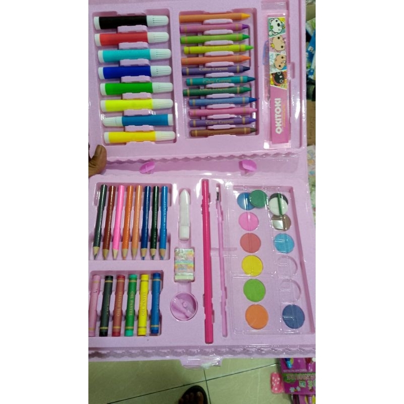 

stationary set pensil crayon cat air gambar sekolah anak isi 68 pcs