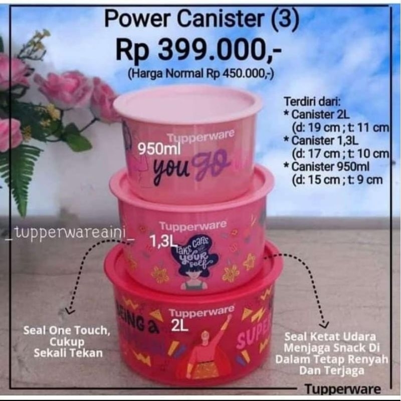 Tupperware Power Canister 950 ml, 1,3 L, 2 L Pink set