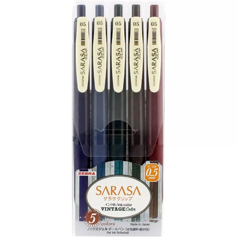 

Zebra Sarasa Clip Vintage Series 5 Colors Set 0.5mm Gel Ink Pen Pulpen Limited Edition