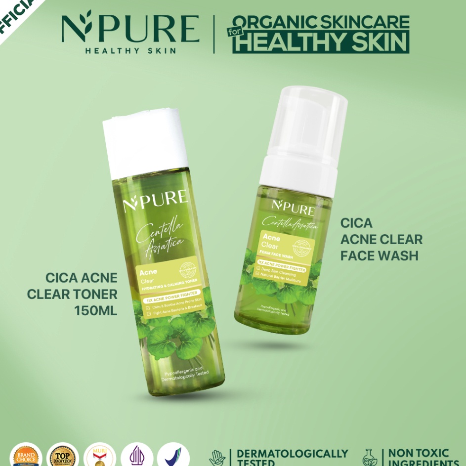 Diskon Heboh NPUREBUNDLE HEMATCica Toner 15 ml  Cica Face Wash 1 ml  Kulit berjerawat  kombinasi  be
