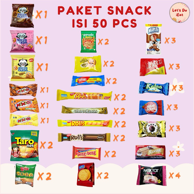 

paket snack isi 50 pcs snack murah gift hadiah cemilan