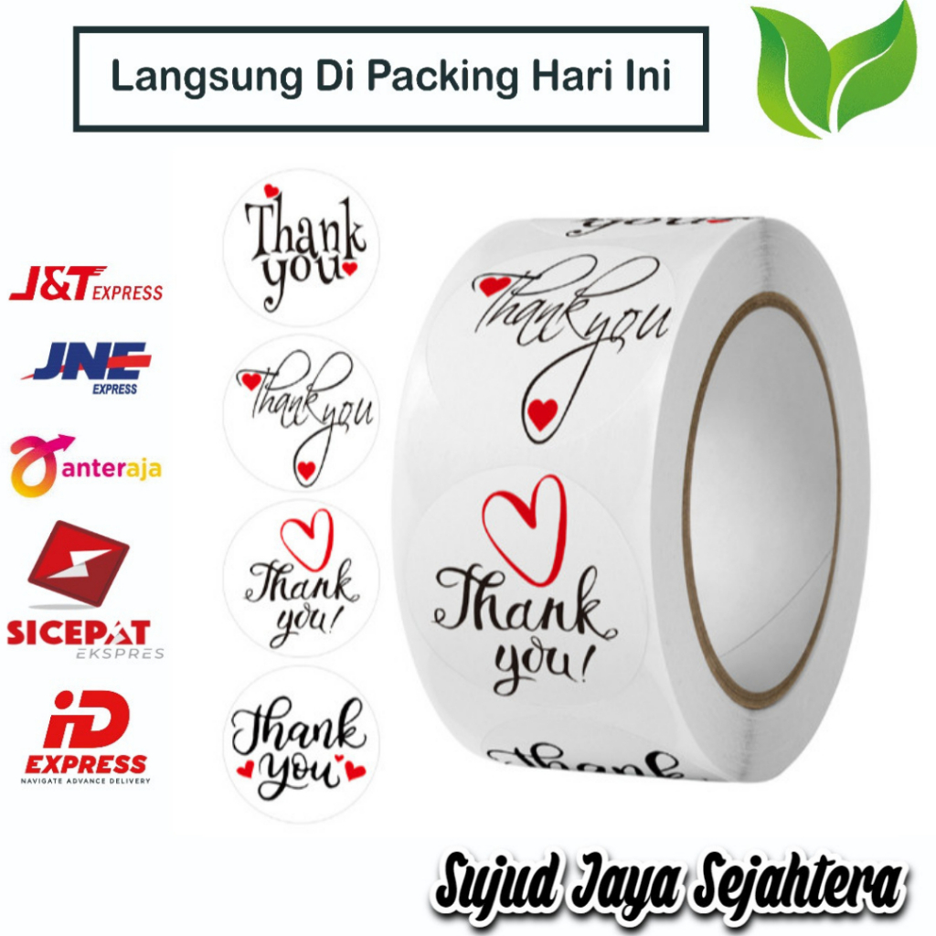 

32. STICKER THANK YOU STICKER TERIMA KASIH (MODEL RANDOM S) 1 ROLL ISI 500 PCS TINGGAL KUPAS DAN TEMPEL