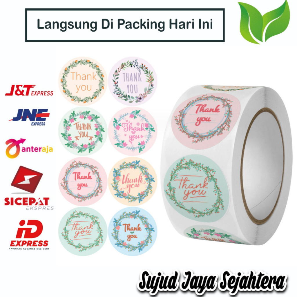 

35. STICKER THANK YOU STICKER TERIMA KASIH (MODEL RANDOM V) 1 ROLL ISI 500 PCS TINGGAL KUPAS DAN TEMPEL