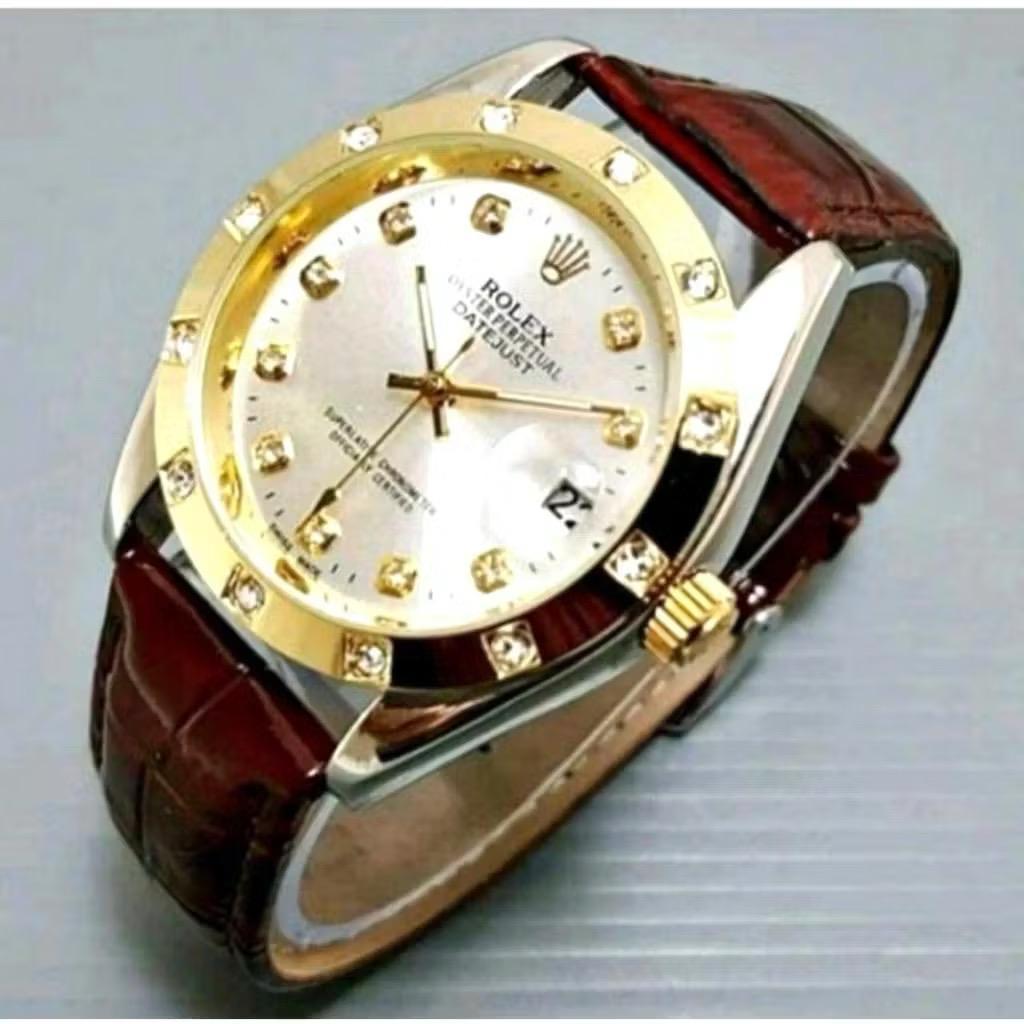 Jam Tangan Automatic Rolex - Jam Tangan Cowok Cewek Mesin Otomatis Tanggal Aktif
