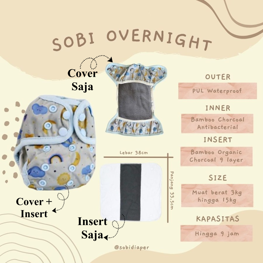 SOBI OVERNIGHT CLOTH DIAPER CELANA POPOK