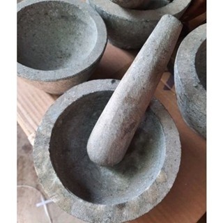 Alat Tumbuk Batu Tipe Lesung Sudah Dapat Badan+Ulekan Ukuran 5 - 9 INCH | Ulekan Batu | Ulekan Bumbu