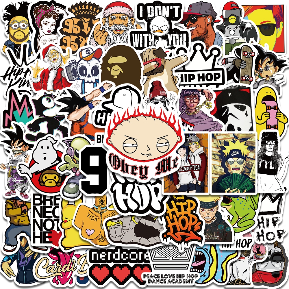 

[50PCS] HOT Stiker Pack Hip Hop Lucu Merek Mode Stiker Kualitas tinggi Tahan Gores Decal Vinyl Anti Air- Sticker Aesthetic Buku Journal Koper Casing HPTablet Laptop Helm Motor