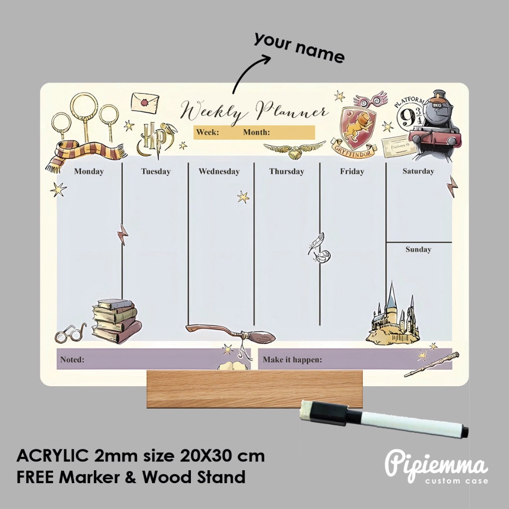 

Planner Harry Potter Weekly Daily Custom Nama Journal Papan Tulis Agenda Bisa Hapus