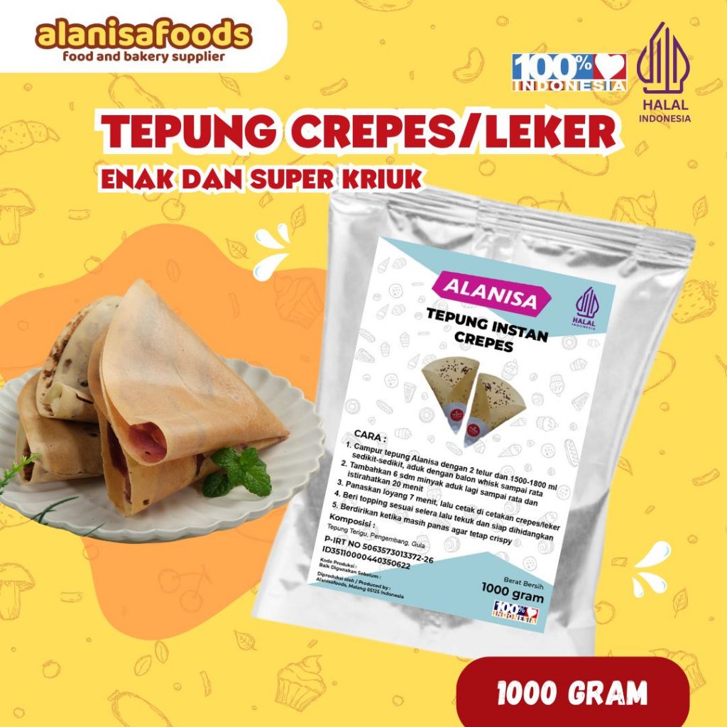 

TEPUNG PREMIX CREPES 1KG.TEPUNG CREPES SUPER PRAKTIS