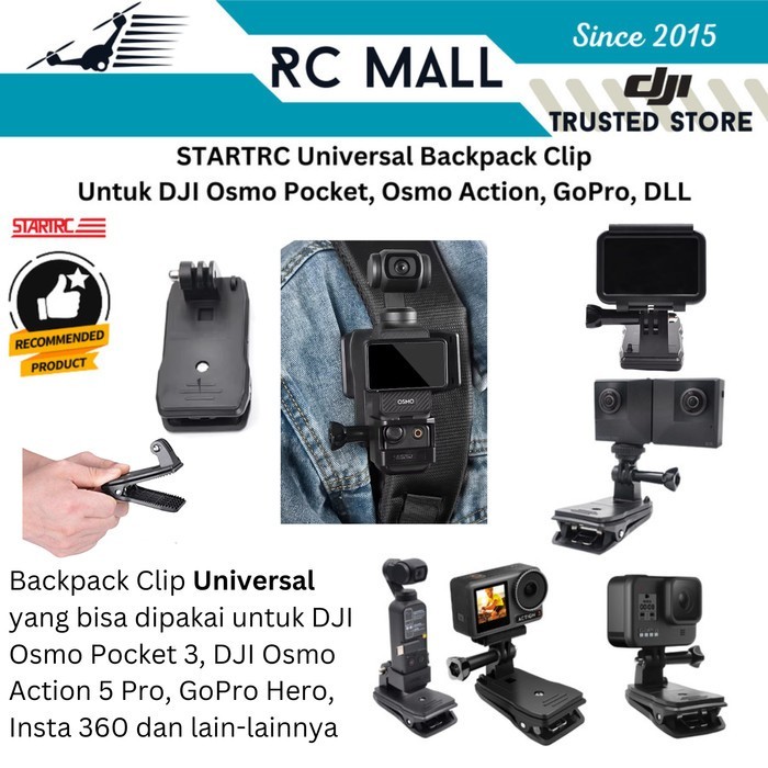 STARTRC Backpack Clip Mount Bracket Universal DJI Osmo Nano DJI Osmo 360 DJI Osmo Pocket 3 DJI Osmo 