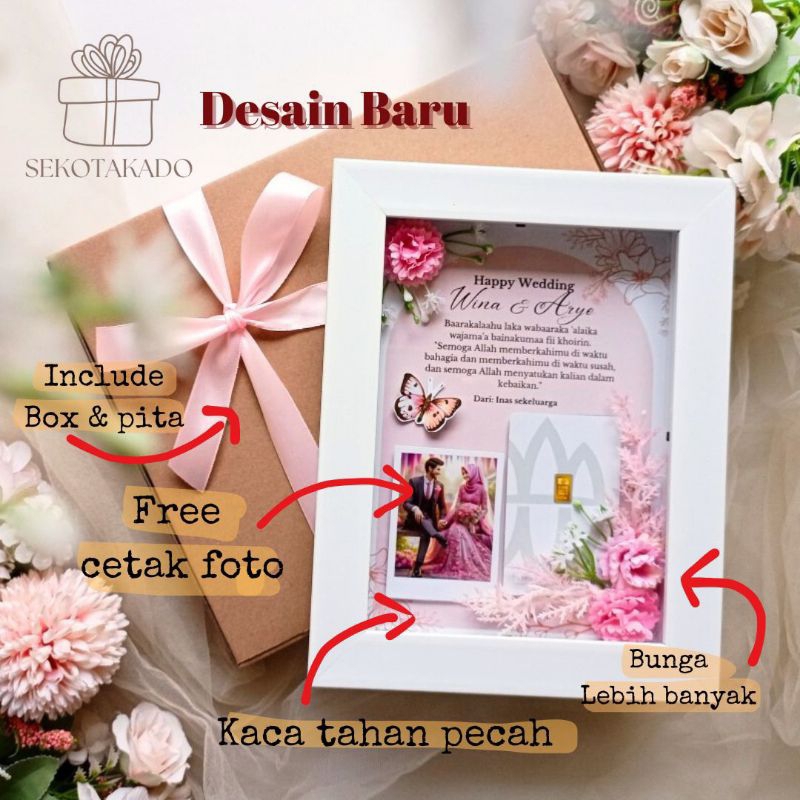 [BISA PASANG EMAS SENDIRI] FRAME UCAPAN  CUSTOM KADO HAMPERS HARI GURU WEDDING GRADUATION ULTAH PERN