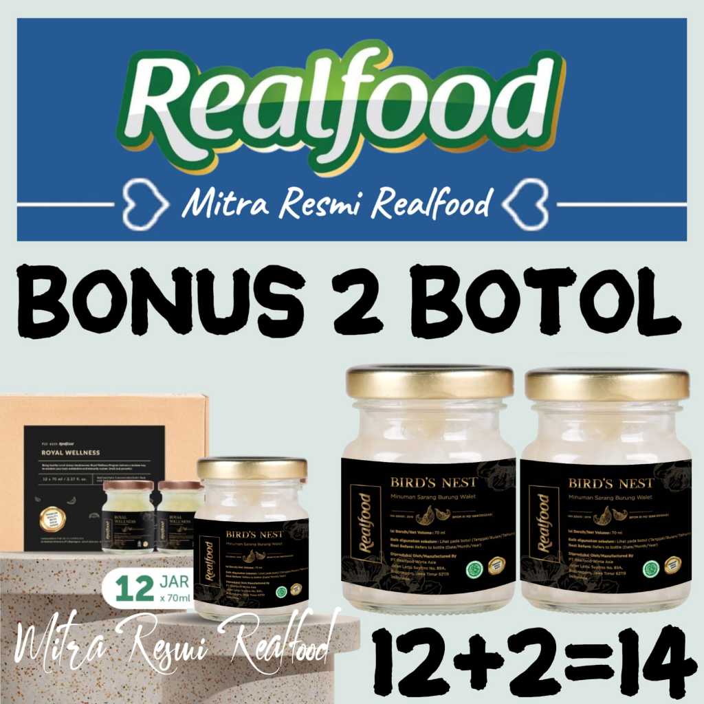 

Realfood Royal Wellness 12 Bonus 2 Botol ( Minuman Sarang Burung Walet ) MRR