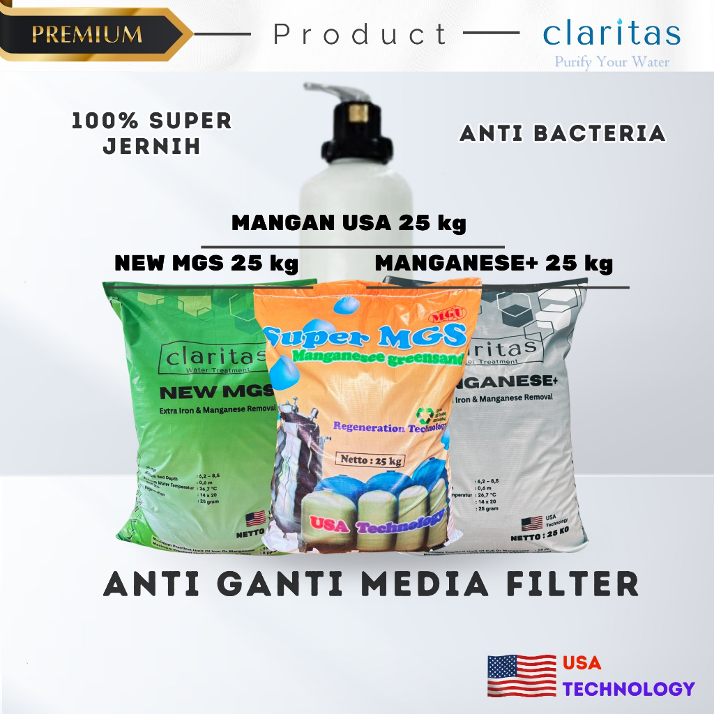 Claritas Filter Air - Paket Filter Air Sumur Bor Tabung FRP 1054 (Besi, Karat, Berminyak, Bau)