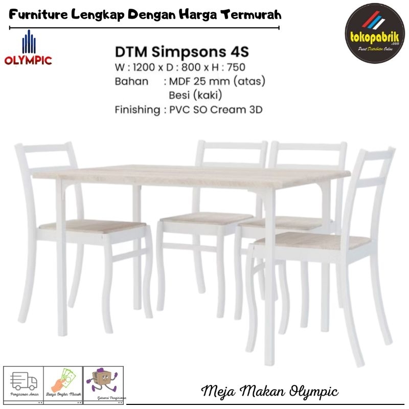 Meja Makan Olympic MDF 25 Kaki Besi