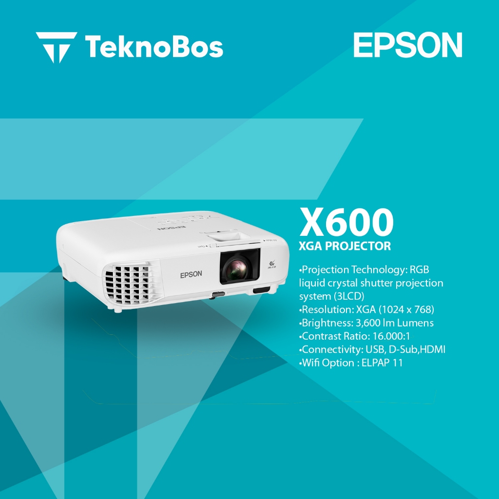 Proyektor EPSON EBX600 EB X600 (PENGGANTI EBX500) XGA 3LCD 3600 Lumens TKDN Resmi