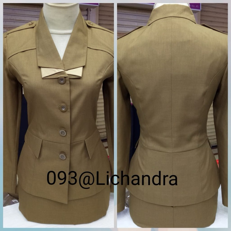 LICHANDRA BAJU KERJA PEMDA KRAH LIPAT/STELAN BLAZER ROK PEMDA KHAKI TUA