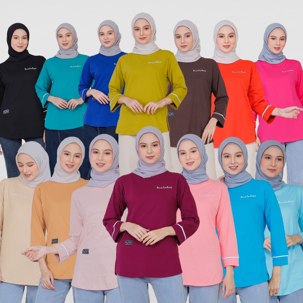 Atasan Wanita Kaos Lengan Panjang Muslim Cotton Combed 20s Premium Terbaru Kekinian Original