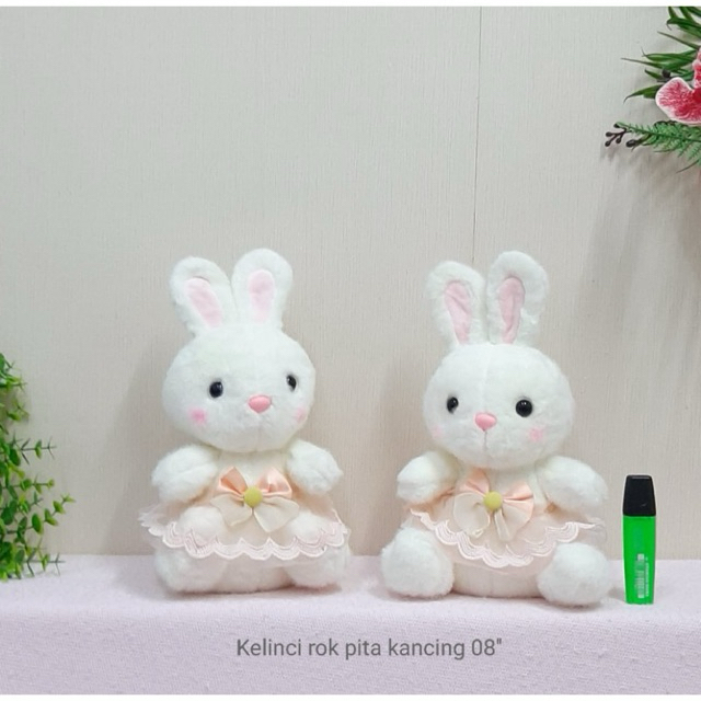 Boneka Kelinci Rok Pita Kancing - Boneka Rabbit Drees Pita