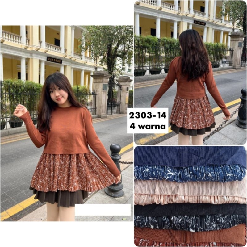 ATASAN RAJUT ZARA KOMBINASI BUNGA IMPORT BY ZARA WOMAN