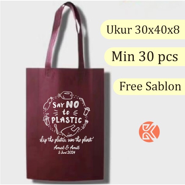 

Tas Spunbond Custom Sablon 30x40 Selamatan Souvenir Pernikahan Wedding Haji Hitan