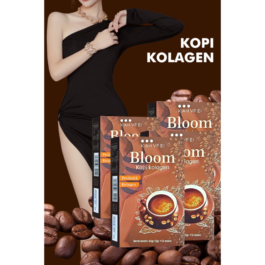 

【Sama seperti TikTok】Kopi Kolagen Bloom, Minuman Kolagen, Kopi Penurun Berat Badan, Pembakaran Lemak, Kopi Instan