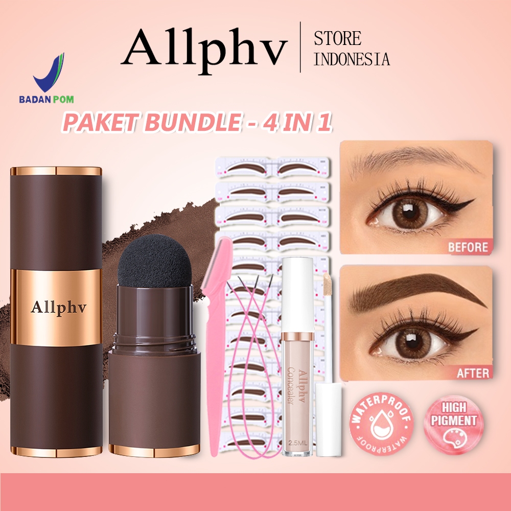[BPOM] Allphv Eyebrow Powder Waterproof 12 Cetakan Alis Tali Instant Eyebrow Kit & Concealer / Paket