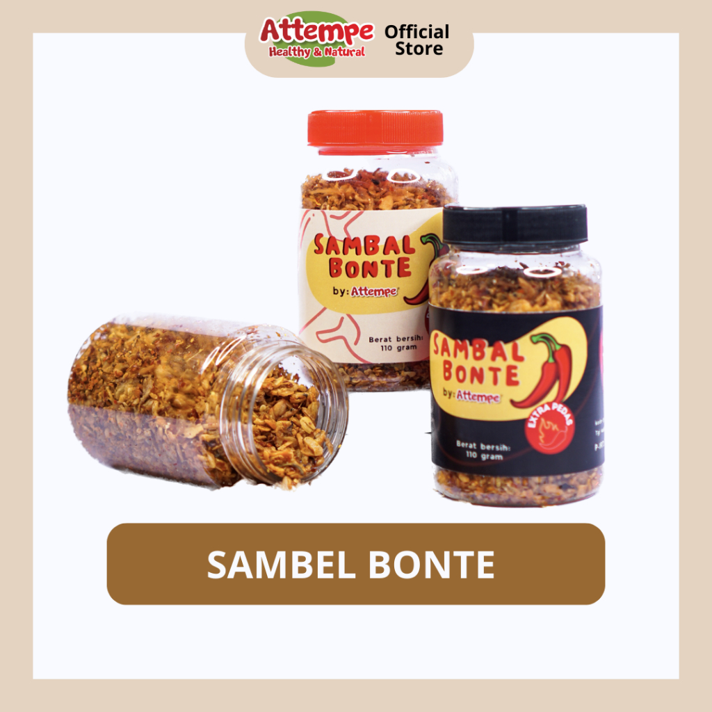 

ATTEMPE Sambel Bonte (Sambal Abon Tempe Teri) Pedas Sopan dan Ekstra Pedas (Gurih dan Nikmat) by Attempe Healthy Food