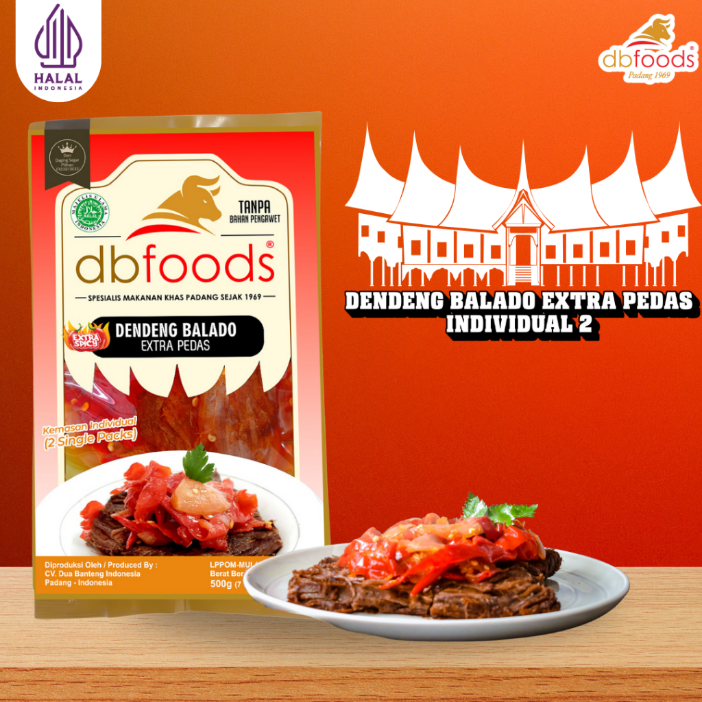 

DBFOODS Duo Dendeng Balado Ekstra Pedas Siap Makan Praktis Asli Padang