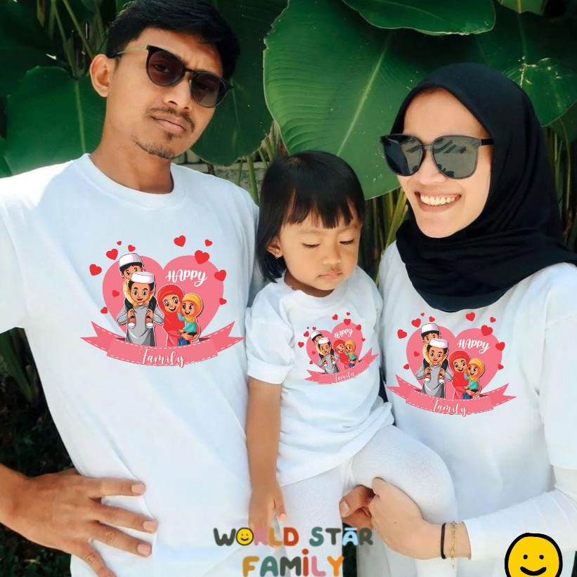 WSF Kaos Couple Keluarga HAPPY FAMILY MUSLIM  Kaos keluarga Muslim kaos Muslim Anak  Kaos Couple Kel