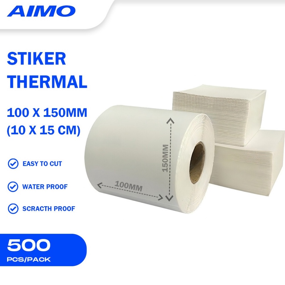 

KODE X25U AIMO Thermal Paper 1 x 15mm A6 5 pcs Sticker Label Kertas Resi Shipping Label Untuk AIMO D52 AM243