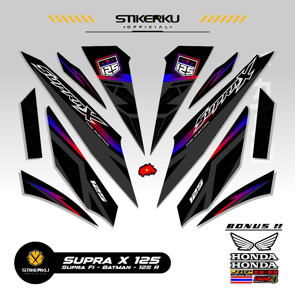 STRIPING SUPRA X 125 MOTIF X32 STIKER SUPRA BATMAN 125 2008 2013 STICKER WAVE 125 STIKERKU DECAL