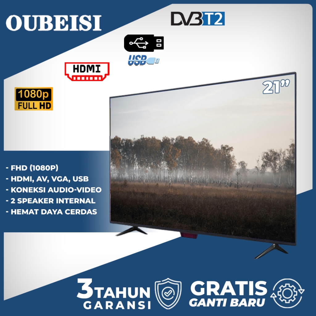 OUBEISI TV  TV LED 21/22/24/25 inch TV Digital Televisi Murah Monitor LED (TCLG-S22ANEW) Garansi sat