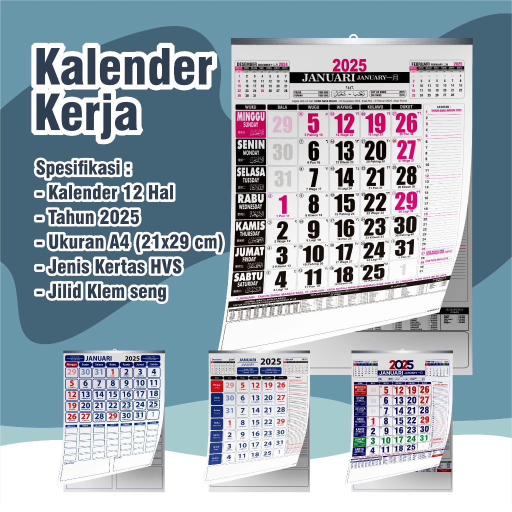 

Kalender Kerja - Kalender kerja dinding - kalender kerja 2025