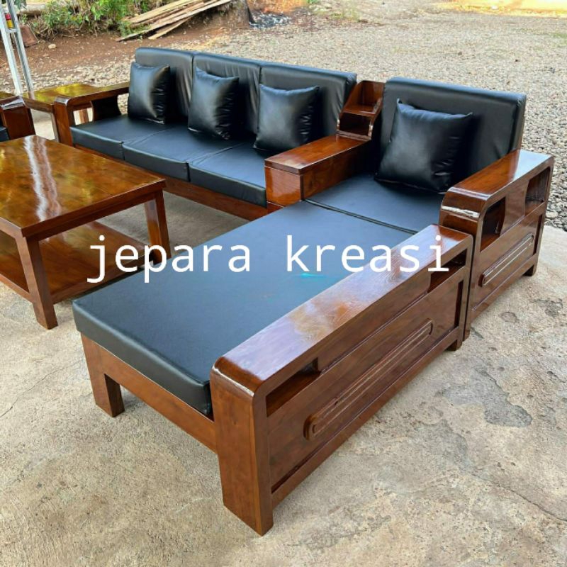kursi sofa tamu minimalis modern kayu jati, kursi sofa tamu kayu jati minimalis elegan