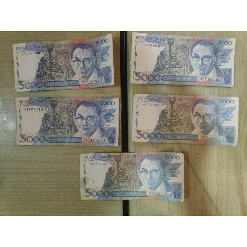 UANG BRAZIL 5000 CINCO MIL CRUZADOS 5 lembar