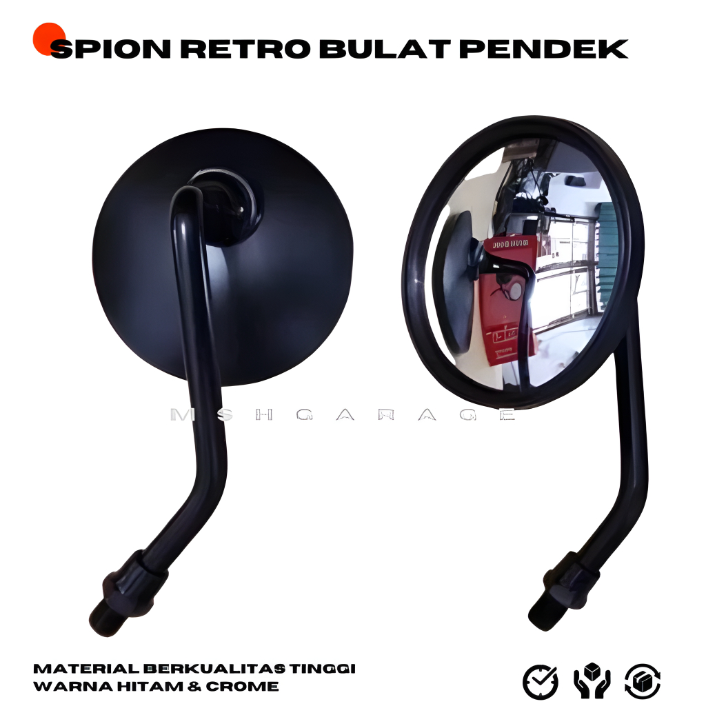 Spion Retro Bulat Tangkai Pendek Pnp Adv Vario Beat Scoopy CB Tiger Universal Motor Honda