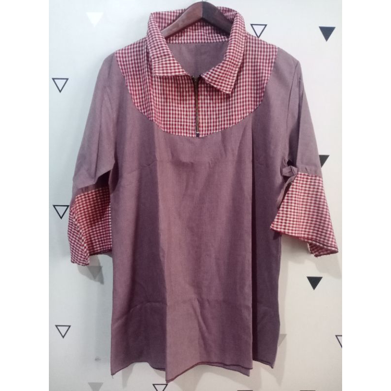 Tunik Kombinasi Kotak Preloved