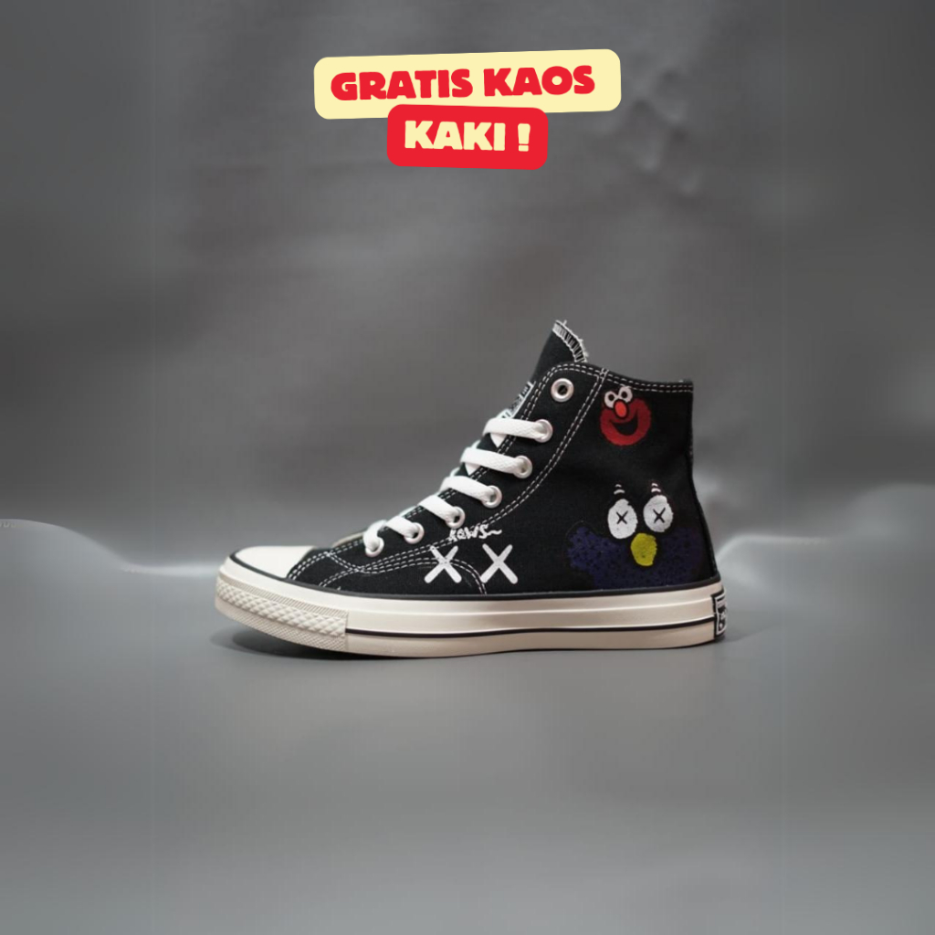 Sepatu Converse Chuck Taylor All Star x Elmo Hitam Putih High Premium Original 100% BNIB