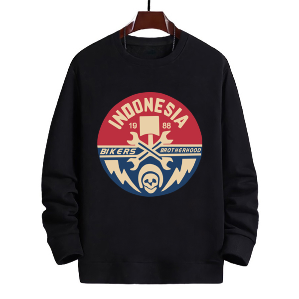 [READY STOCK LANGSUNG ORDER AJA] Casual Sweater Bikers Brotherhood Casual Fashion Crewneck Bahan Cot