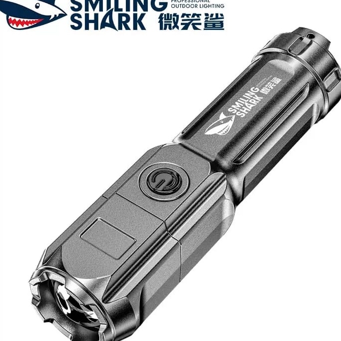 Serbu Kejutan  SENTER LED MINI SMILING SHARK 622A  ZOOM  3 MODE CAHAYA  ORIGINAL  TAHAN AIR  USB