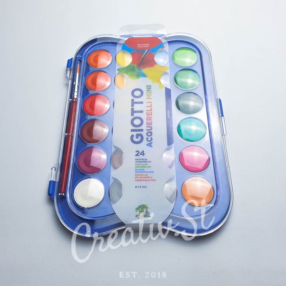 

KODE X44V GIOTTO Acquerelli Mini 24 Warna Cat Air 23 Mm Padat GIOTTO Waterlor Solid Water Color