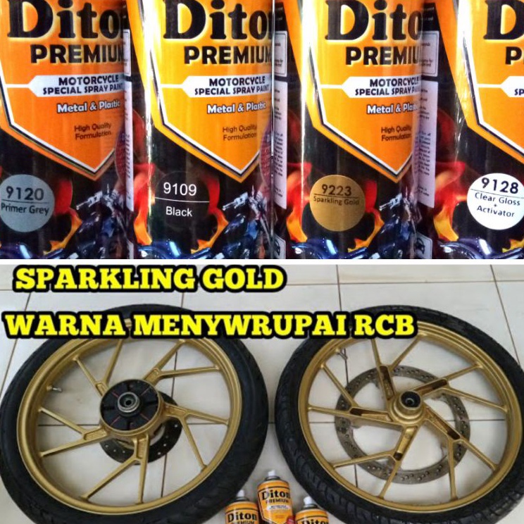 Banyak Dibeli  PAKET DITON PREMIUM SPARKLING GOLD  RCB Cat Semprot Tahan Bensin