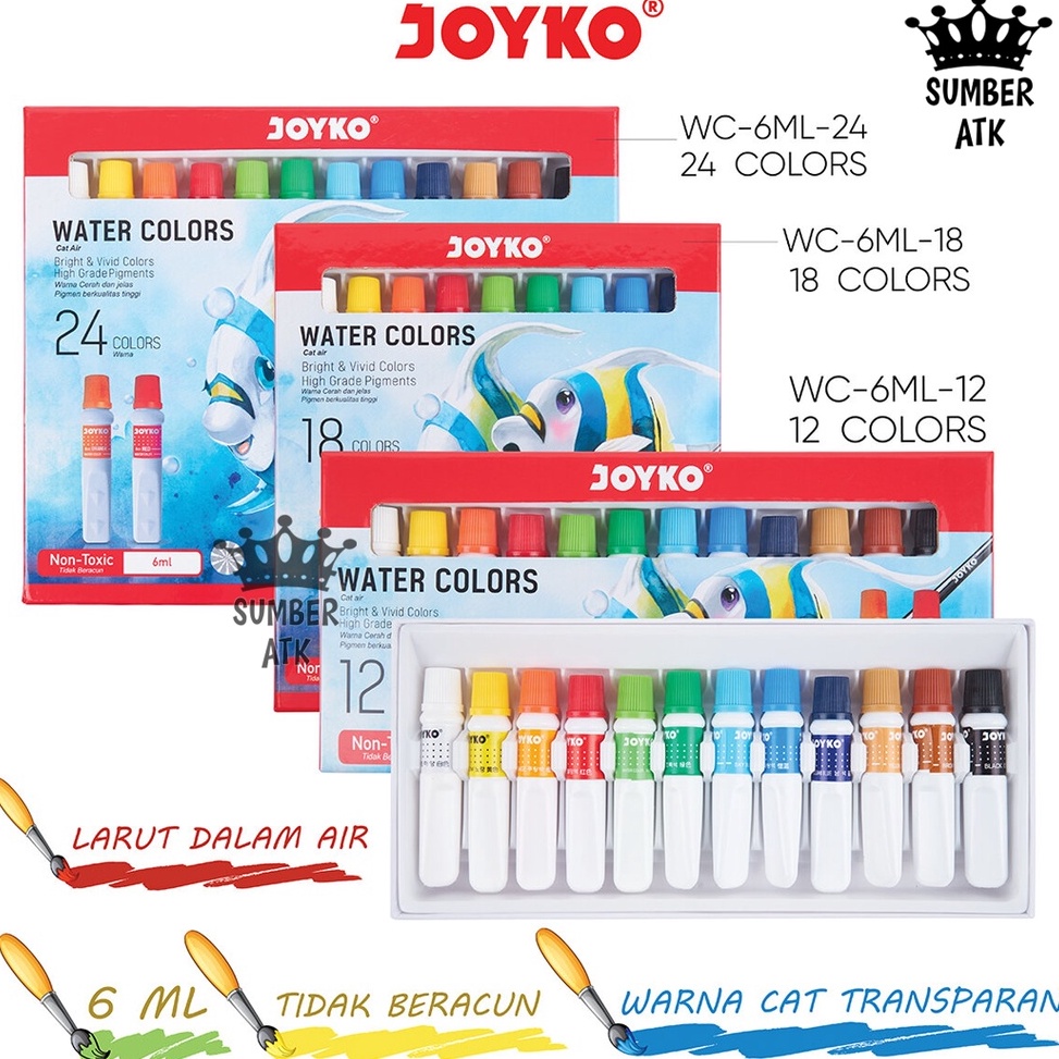 

KODE V18X Cat Air Water Color Joyko WAC6ML 12 18 24 WARNA