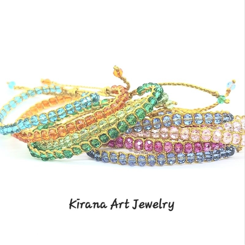 Crystal Rainbow Macrame Bracelet || Gelang Macrame Crystal || Gelang Tali Crystal || Gelang Samapura