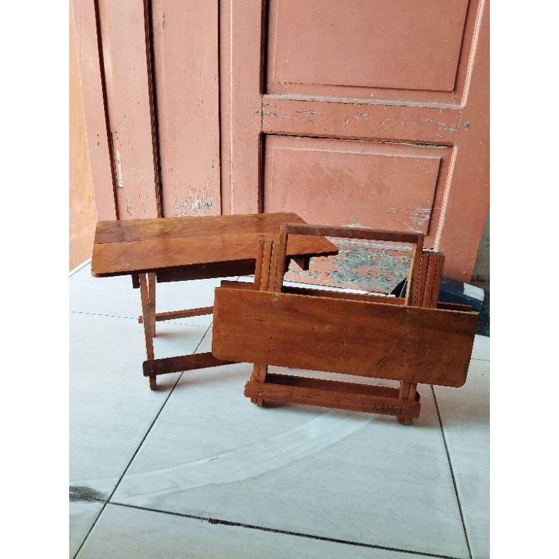 Rehal Rekal Ulin Uk 35 cm / Meja Lipat Kayu Ulin / Besi Ukuran 35cm - Furniture