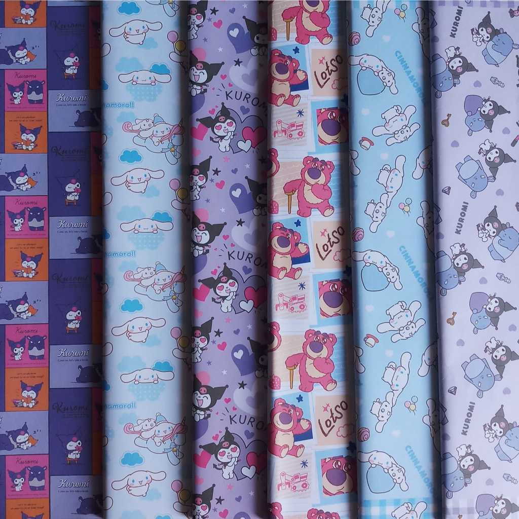 

Kertas Kado SanSan Wawa Motif Kuromi, Cinnamoroll, Lotso