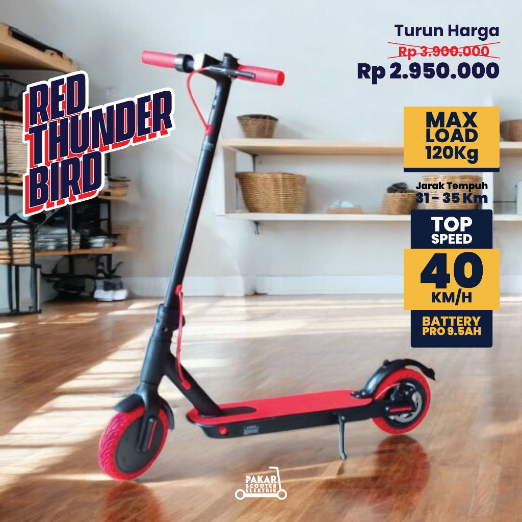 LIMITED EDITION SKUTER LISTRIK 8.5inch RED THUNDERBIRD I SKUTER LISTRIK DEWASA I GARANSI 2 TAHUN SER