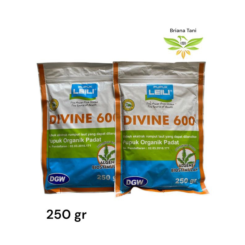 ￼LEILI DIVINE 600 250gr Pupuk C-organik 30,92% Organik Ekstrak Rumput Laut Untuk Semua Jenis Tanaman
