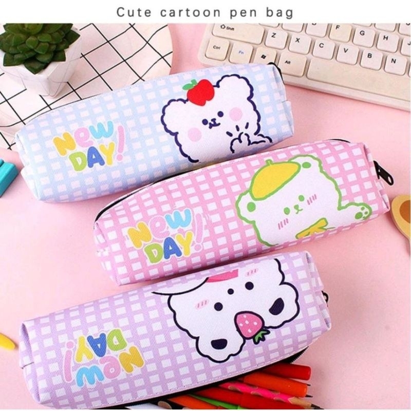 

SIMPLE CARTOON PENSIL CASE Tempat Pensil Sleting Bahan Kain